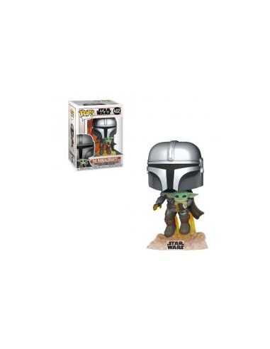 Funko pop star wars the mandalorian mandalorian volando con jet & baby yoda 50959