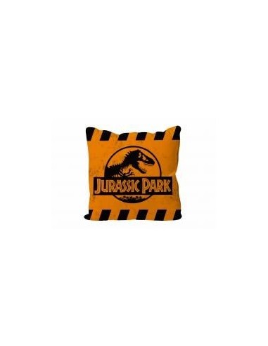 Cojin cuadrado caution logo naranja jurassic park envasado vacio