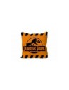 Cojin cuadrado caution logo naranja jurassic park envasado vacio