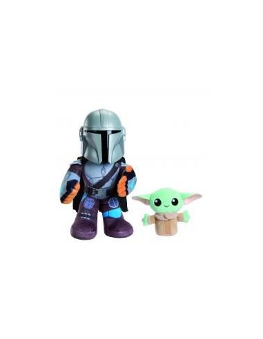 Peluche mattel star wars clan de dos mandalorian y grogu