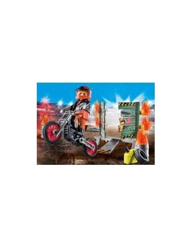 Playmobil starter pack stuntshow moto con pared de fuego