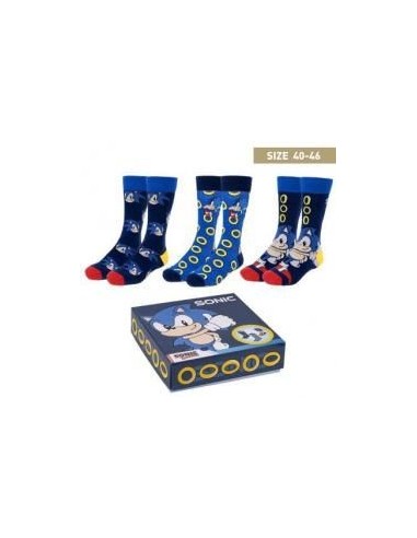 Pack calcetines 3 piezas sonic talla 40 -  46