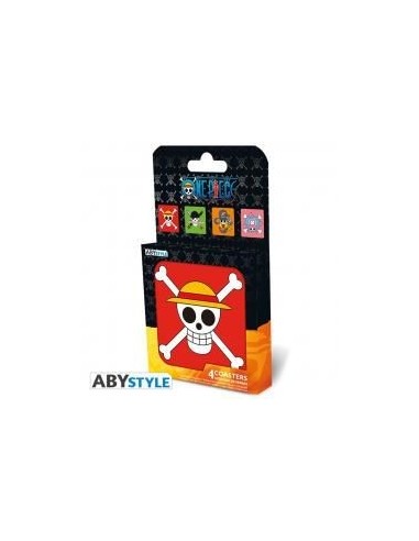 Set 4 posavasos one piece -  jolly rogers