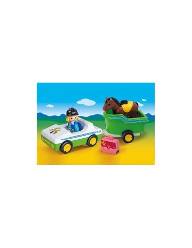 Playmobil 1.2.3 coche con remolque de caballo