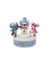 Figura decorativa enesco disney stitch y angel con muñeco de nieve rotativo