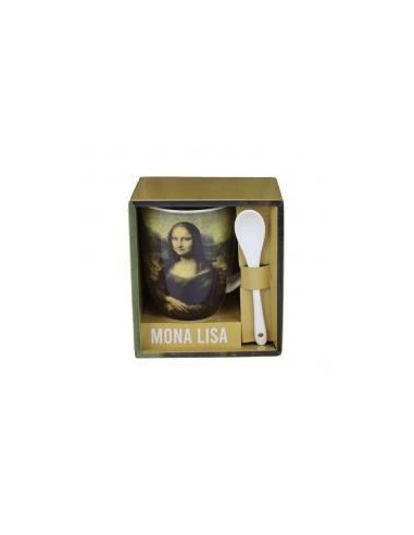 Taza de cerámica con cuchara enesco mona lisa