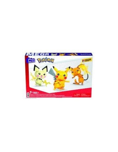 Figura mattel mega construx pokemon 3 pokemon pichu - pikachu y raichu