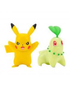 Pack de 2 figuras jazwares pokemon batalla chikorita & pikachu n.9 5 cm