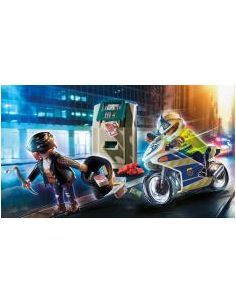 Playmobil ciudad moto de policia persecucion del ladron del dinero