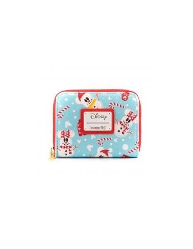 Monedero loungefly disney minnie y mickie muñecos de nieve aop