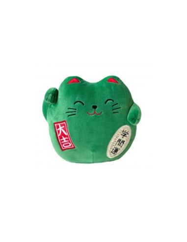Peluche gato de la suerte lucky cat verde 20 cm