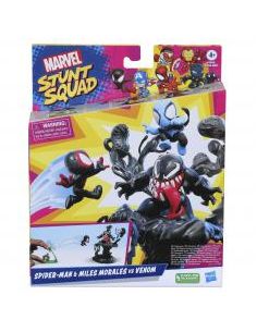 Set de juego hasbro marvel stunt squad villain knockdown spider - man y miles morales vs venom