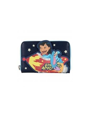 Cartera loungefly disney lilo & stitch aventura espacial lilo & stitch zip around wallet