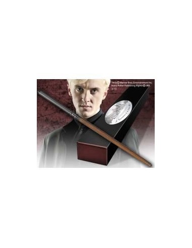 Replica the noble collection harry potter draco malfoy varita con caja y placa de identificacion