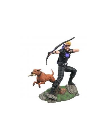 Figura diamond select toys marvel gallery hawkeye ojo de halcon con perro diorama