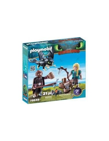 Playmobil como entrenar a tu dragon hipo y astrid con bebe dragon