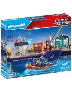 Playmobil gran portacontenedor con barco aduanero