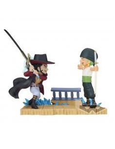 Figura banpresto one piece world collectable log stories zoro vs dracule mihawk 7cm