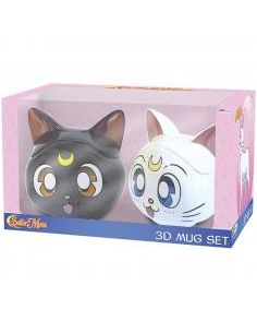 Pack tazas 2 unidades taza 3d sailor moon luna & artemis