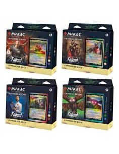 Juego de cartas magic the gathering universes beyond fallout mazos commander 4 barajas inglés