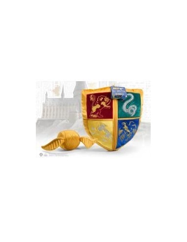 Peluche the noble collection harry potter escudo hogwarts y snitch dorada