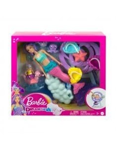 Muñeca barbie mattel sirena juego de cuidado con merbaby y foca