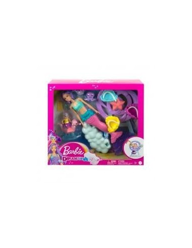 Muñeca barbie mattel sirena juego de cuidado con merbaby y foca