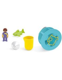 Playmobil junior aqua: rueda de agua con bebé tiburón