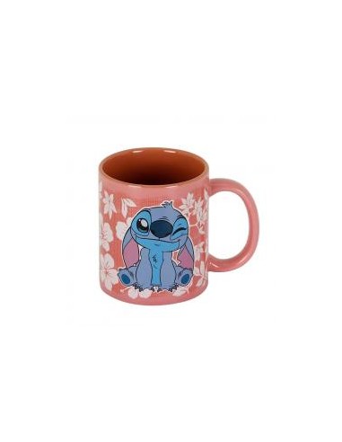 Taza karactermania disney stitch flores rosas