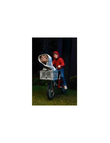 Figura neca  e.t. el extraterre elliott y e.t. en bicicleta 40 aniversario 13 cm