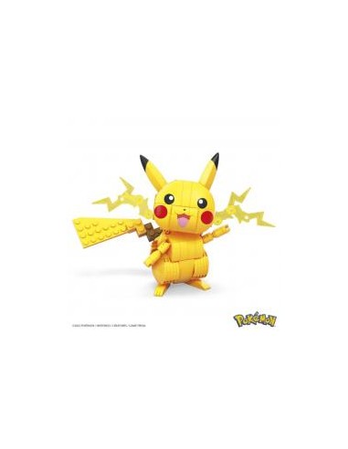 Figura mattel mega construx construye y muestra pikachu