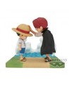 Figura banpresto one piece world collectable figure log stories monkey d. luffy & shanks 7cm