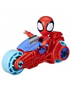 Figura gigante hasbro marvel spidey and his amazing friends spidey con motocicleta