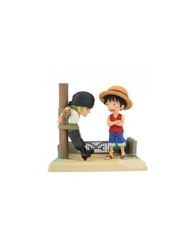 Figura banpresto one piece world collectable log stories luffy & zoro 7cm