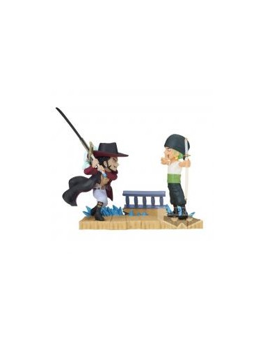 Figura banpresto one piece world collectable log stories zoro vs dracule mihawk 7cm