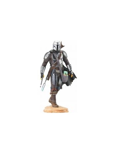 Figura diamond select star wars premier collection the mandalorian the mandalorian con the child grogu