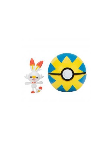 Pokeball jazwares pokemon clip 'n' go scorbunny + quick ball