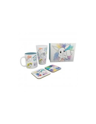 Pack vaso xxl + taza + dos posavasos gb eye pokemon eevee