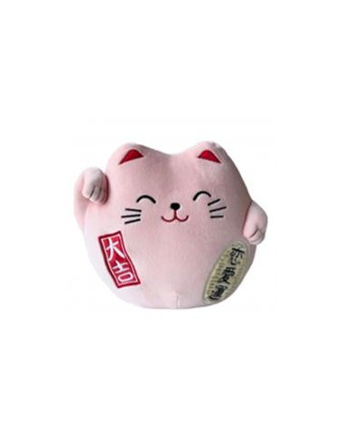 Peluche gato de la suerte lucky cat rosa 20 cm