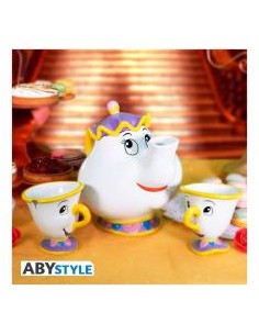 Set tetera y 2 tazas abystyle disney la bella y la bestia mrs.pott chip & samovar