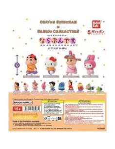 Surtido bandai gashapon shinchan x sanrio let s get in line 30 articulos